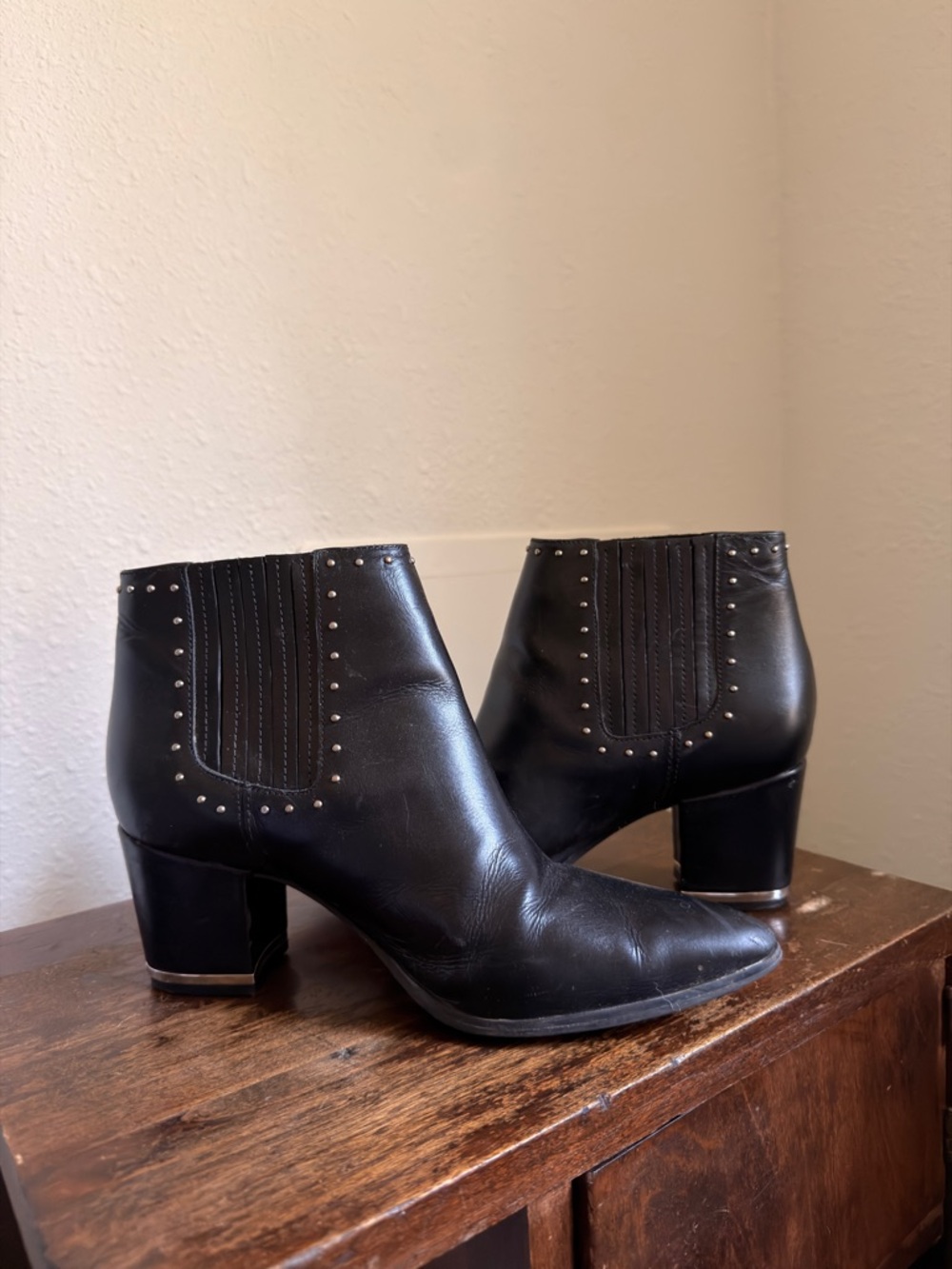 Michael Kors Black Leather Studded Ankle Booties